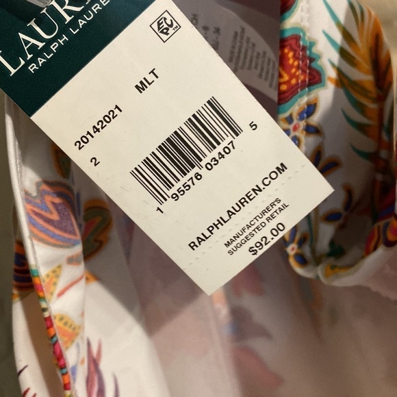 Ralph Lauren‎ tankini top only NEW size 2 tropical floral halter strap - Picture 4 of 6